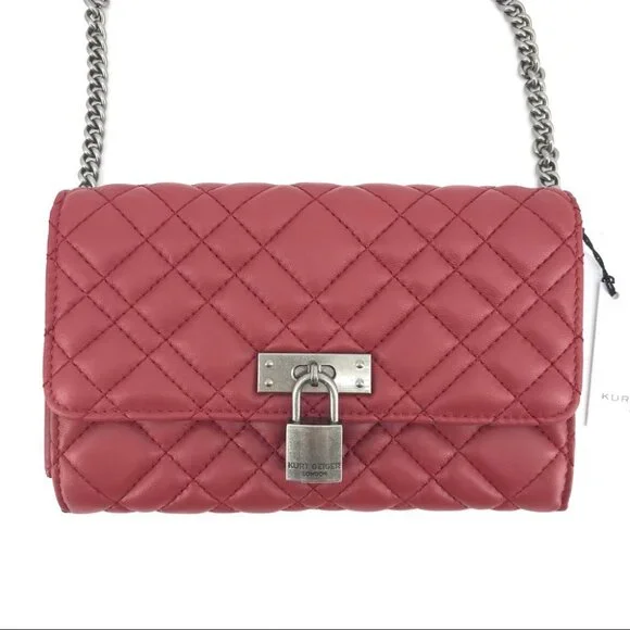 Kurt Geiger Red Leather Crossbody Wallet | Turn Lock Closure - Picture 3 of 9